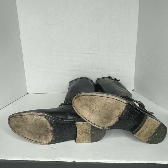 Golden Goose Deluxe Black Studded Buckle Strap Knee High Riding Boots Size 37 - Picture 9 of 12